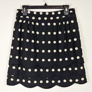 Anthropologie Floreat Black Cream Polka Dot Skirt